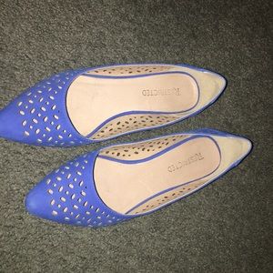 Blue pointed toe flats